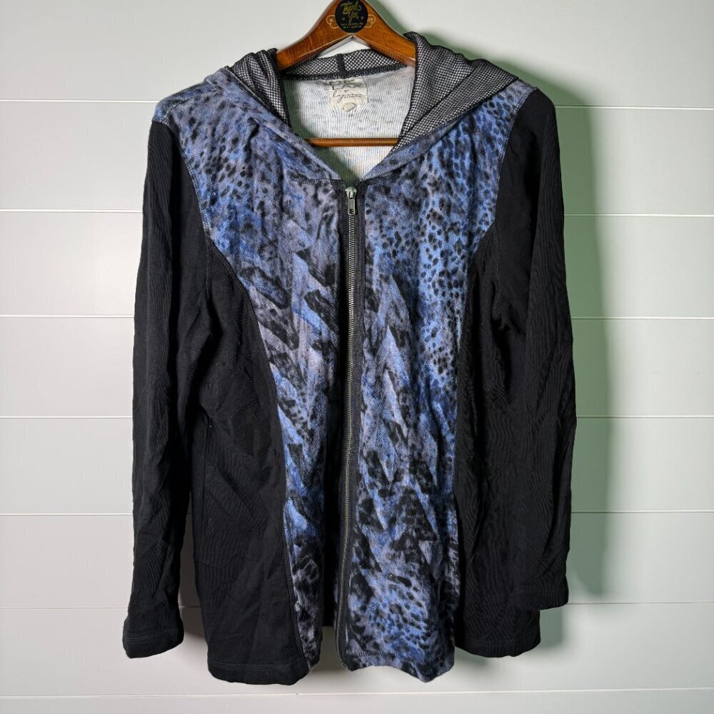 Relax by Lynn Ritchie Full Zip Jacket, Navy & Purple, XL